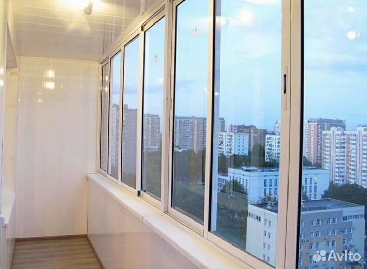 Остекление балкона 3200 на 1420 алюминиевое