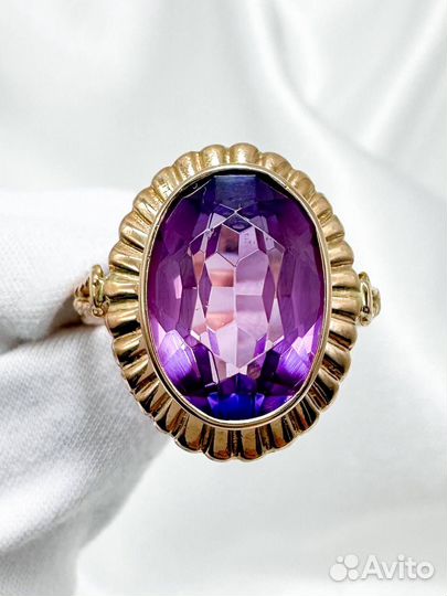 Золотое кольцо СССР аметист корунд 583 / 6.78 гр