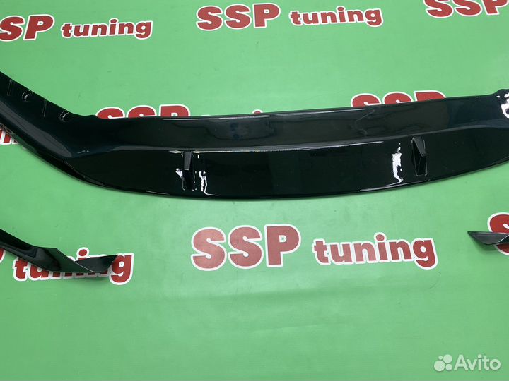 Передний сплиттер для BMW G30 LCI, черный глянец