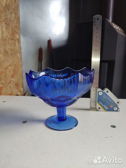 Салатник синее стекло
