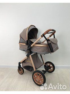 Коляска-трансформер 3в1 Luxmom V9 new коричневый т