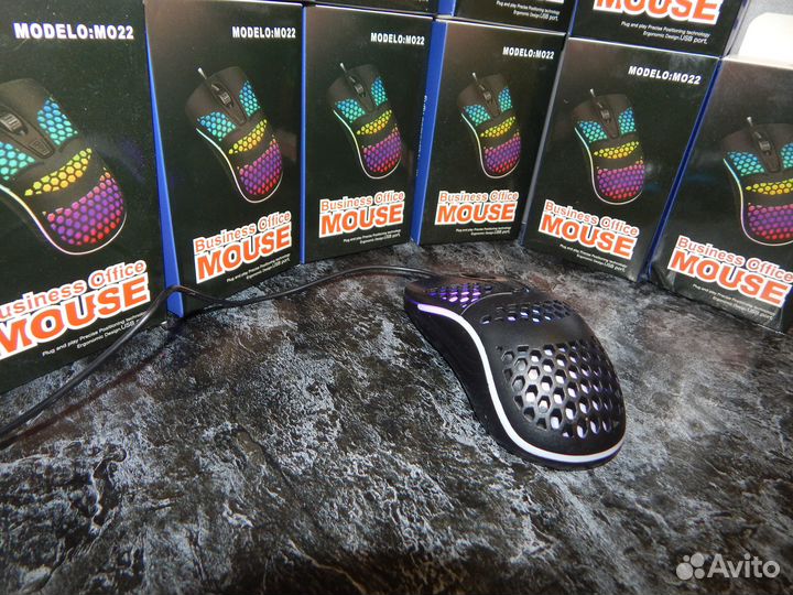 Компьютерная Мышь с Сотами и RGB подсветкой