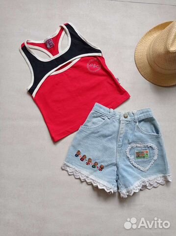 Шорты джинсовые для девочки 128 + подарок майка