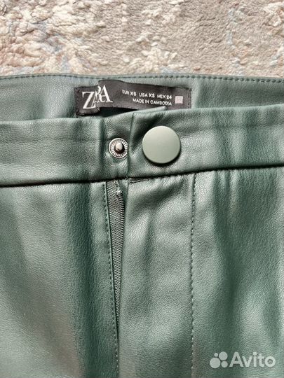 Кожаные брюки zara xs