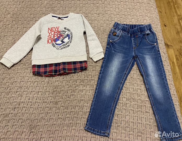Продам джинсы и толстовку 98-110