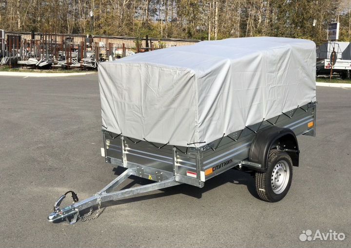 Прицеп Спутник 2,02х1,30м самосвал. С тентом