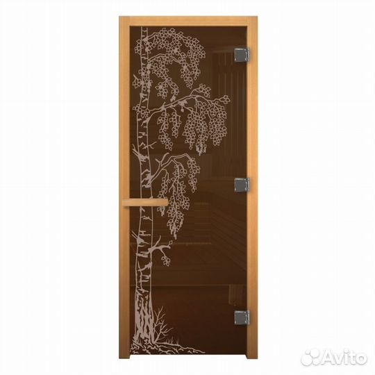 Дверь для Бани стекло Бронза Матовая 