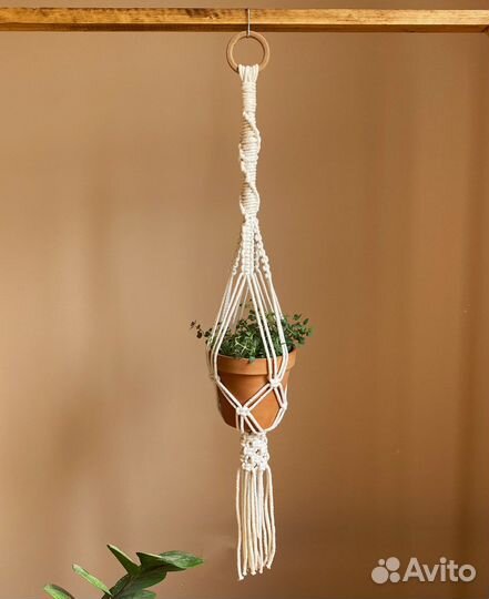 Кашпо подвесное макраме плетенное