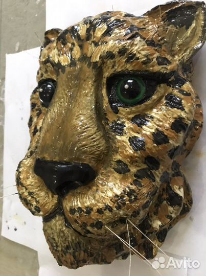 Панно на стену леопард гипс