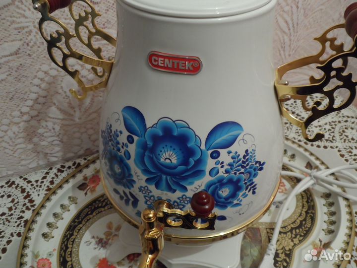 Самовар,новый,centek CT-0092 A,c подносом, (торг)