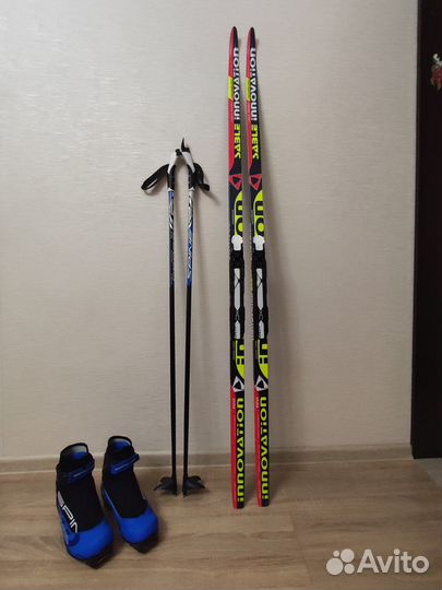 Лыжи беговые 160 см, крепление Fischer Jr, палки