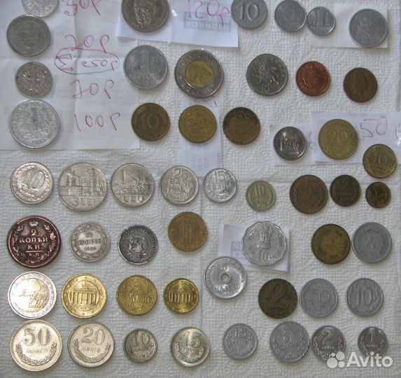 Монеты России и др. стран - медь, серебро, никель