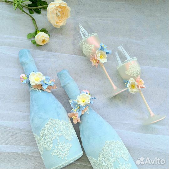 Свадебный набор бокалов шампанское