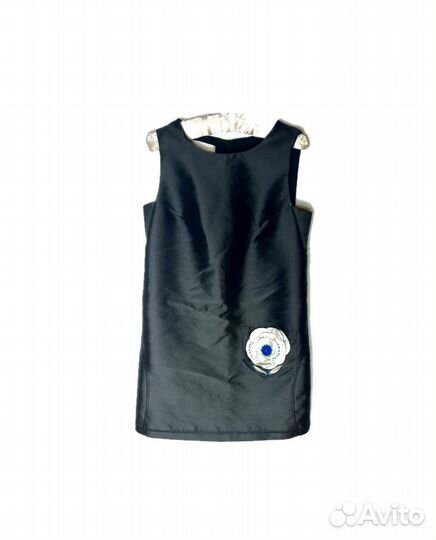 Черное Платье Оверсайз с Цветком