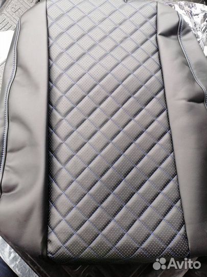 Чехлы на Ниссан Альмера синяя нить