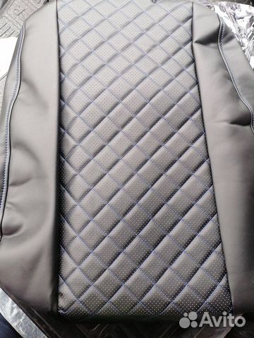 Чехлы на Ниссан Альмера синяя нить