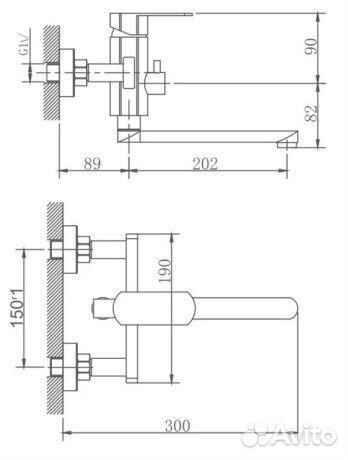 Смеситель для ванны Haiba hb60806 Хром