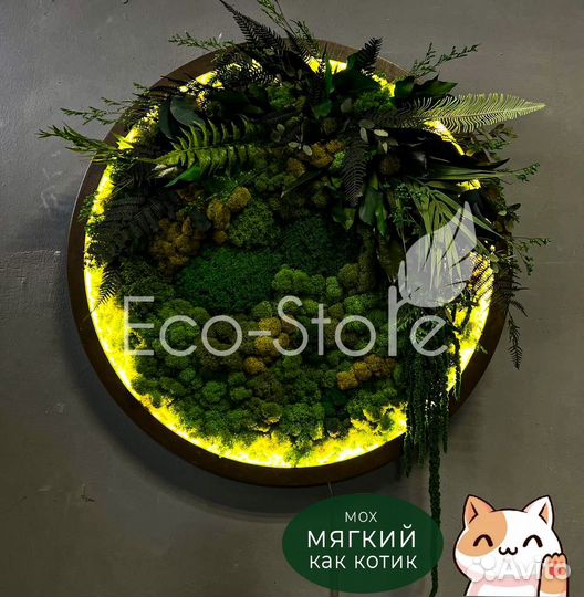 Панно со мхом и подсветкой