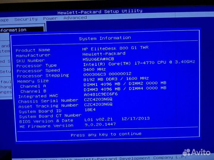 Hp Elitedesk 800 G1 i7-4770 8GB