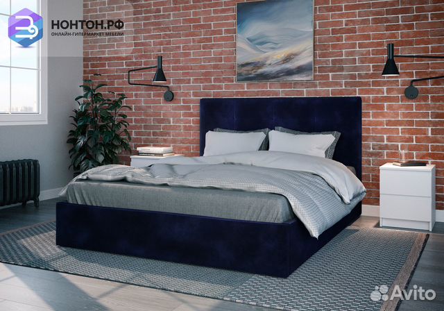 Кровать Диана велюр индиго