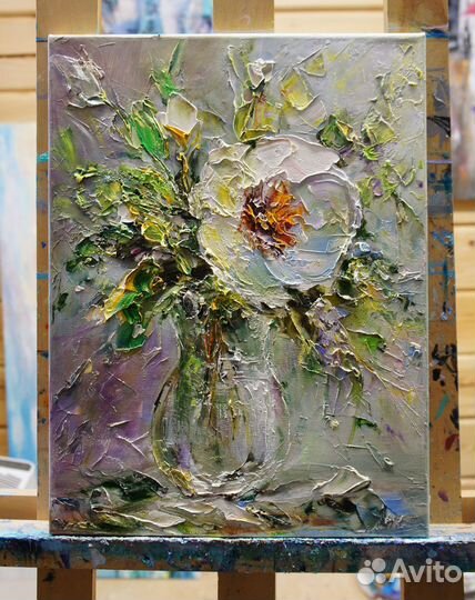 Картина маслом, Цветок, 40х30 см