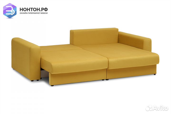 Диван угловой тик-так Омега горчичный