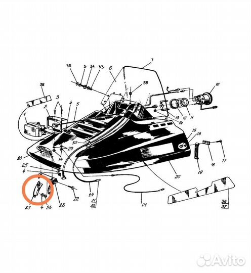 Кронштейны крепления капота снегоход Рысь (4 шт)