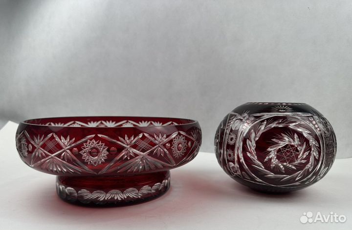 Вазы, конфетницы, цветной хрусталь СССР