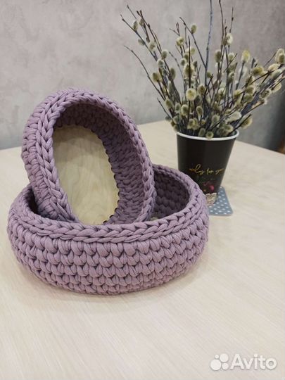 Интерьерная вязаная корзина 1 шт