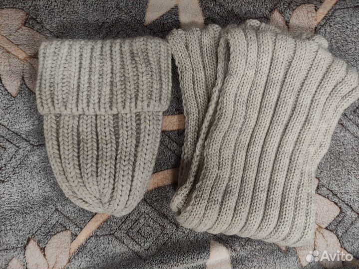 Новые шапка со снудом с флисом ог 52-58