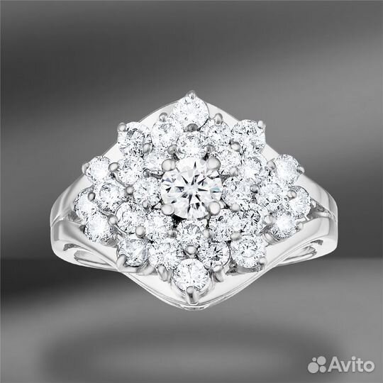 Золотое кольцо с бриллиантами 1.82 Ct