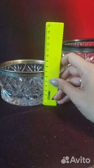 Хрустальный салатник в мельхиоре