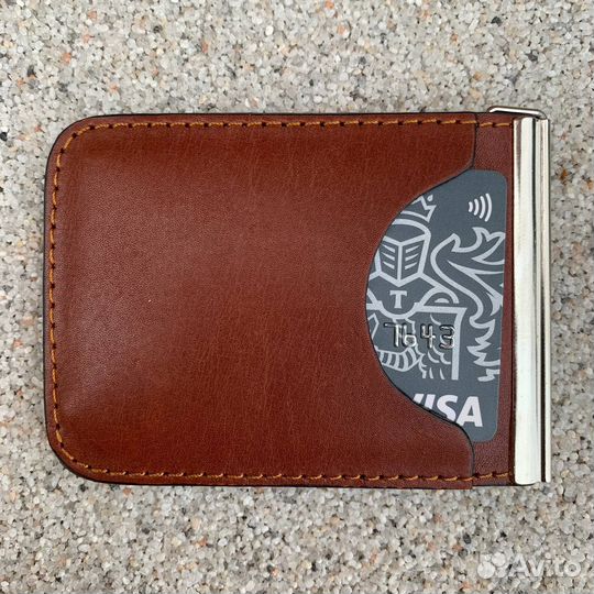 Зажим для денег + карта rusultras logo коньяк