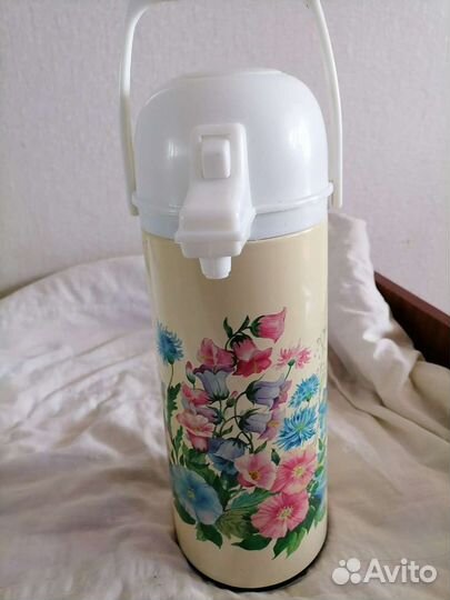 Термос, стеклянная колба, с насосом 1,5л