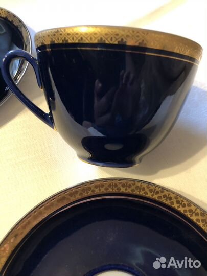 Клмплект чайный СССР лфз, кобальт новый