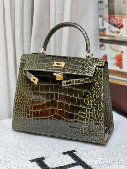 Сумка женская Hermes Kelly 25 кожа крокодила