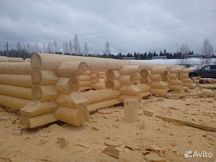 Срубы ручной рубки из Архангельск. Обл. Зимний лес