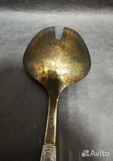 Винтажная салатная ложка, серебро 916