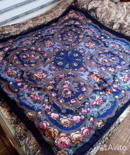 Павловопосадский платок шерсть 1.5 м 1.5м