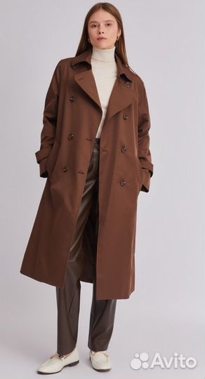 XS тренч zolla по фигуре коричневый плащ тренчкот