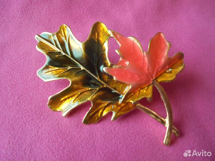 Брошь кленовые листья 7Х5 см дизайн испания