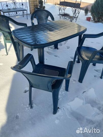 Стол и стулья из пластика