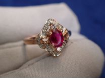 Золотое кольцо с рубином и бриллиантами