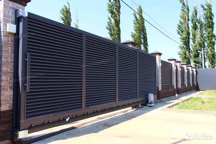 Откатные ворота с калиткой