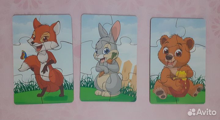 Пазлы деревянные крупные 6 деталей