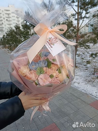 Зефирный букет цветы