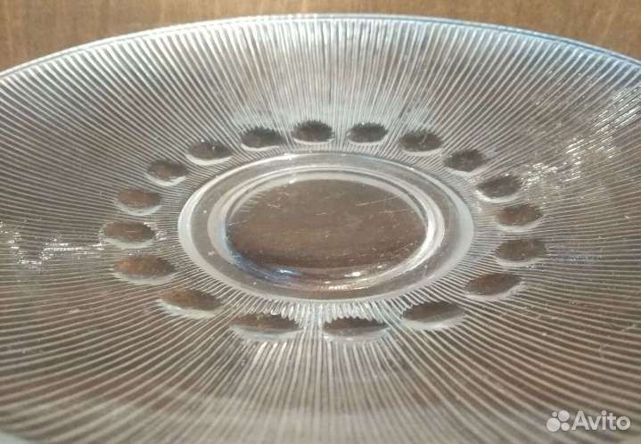 Тарелка десертная Неман ссср. Стекло рельефное