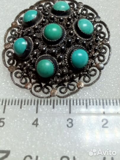 Брошь Антикварная с Бирюзой