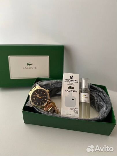 Подарочный набор Lacoste часы, ремень, парфюм