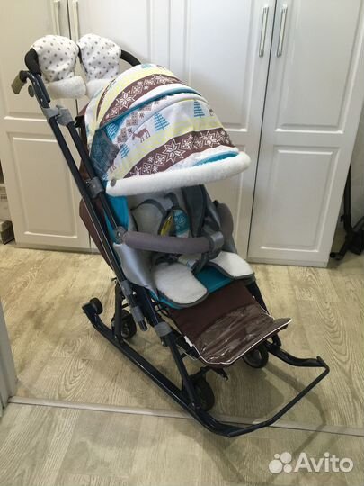 Коляска санки Ника детям 7-3/6 Скандинавия бирюза